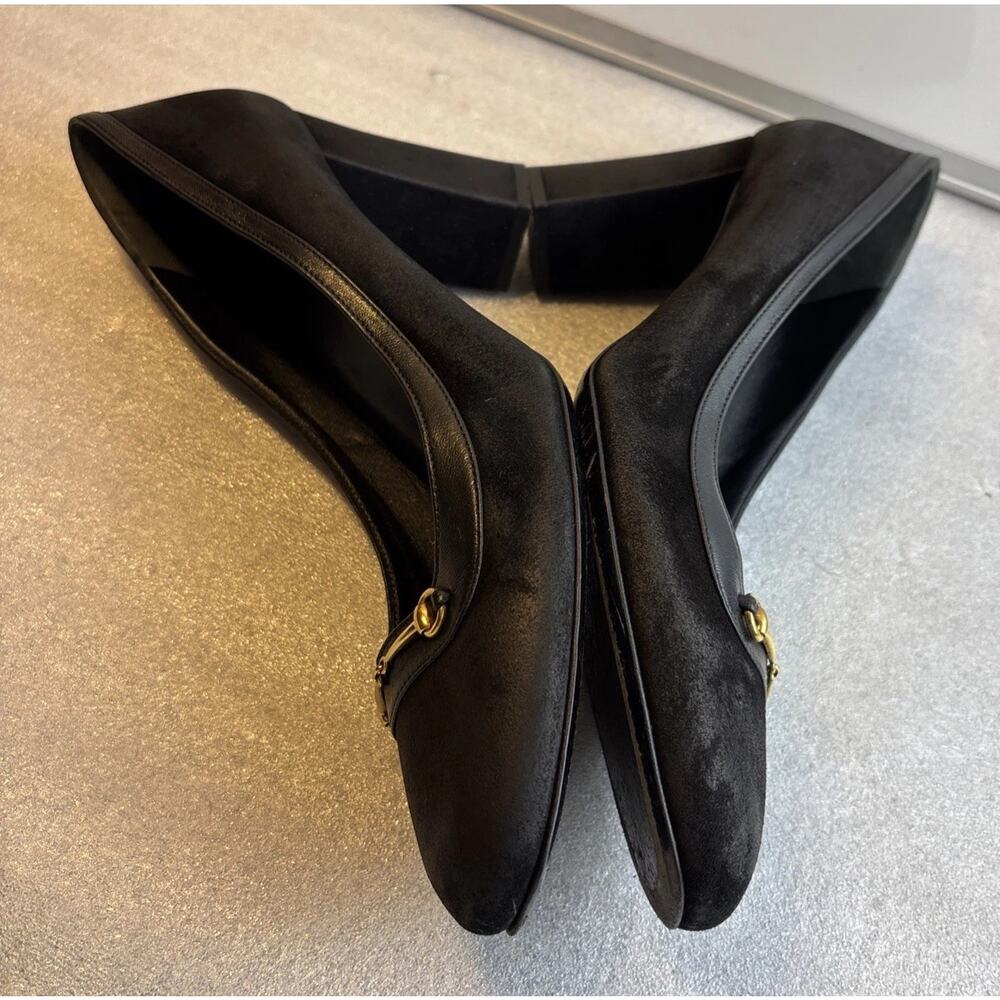Gucci Womens Size 40.5- US 10.5 Black Horsebit Suede Pumps Classic - Picture 9 of 13